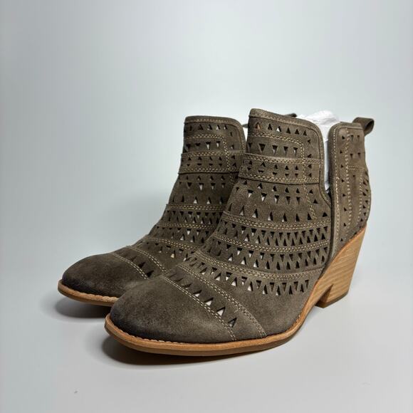 Sofft Sallie Perforated Suede Wedge Heeled Bootie in Taupe - Picture 6 of 9